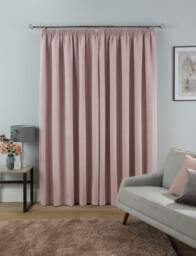Rackhams Textured Rib Weave Boutique Pencil Pleat Curtain - Blush - (117cm x 183cm - 8 Eyelets) - thumbnail 2