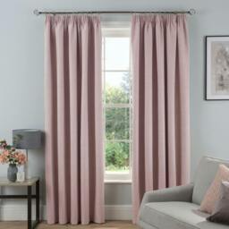 Rackhams Textured Rib Weave Boutique Pencil Pleat Curtain - Blush - (117cm x 183cm - 8 Eyelets) - thumbnail 1