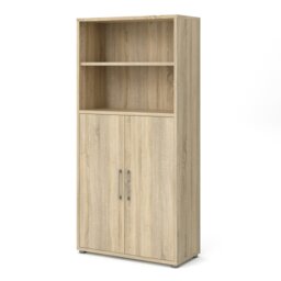 Rackhams Prima Bookcase 3 Shelves with 2 Doors in Oak - Oak Effect - Wood - 1 - thumbnail 3