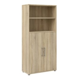 Rackhams Prima Bookcase 3 Shelves with 2 Doors in Oak - Oak Effect - Wood - 1 - thumbnail 1