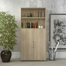 Rackhams Prima Bookcase 3 Shelves with 2 Doors in Oak - Oak Effect - Wood - 1 - thumbnail 5