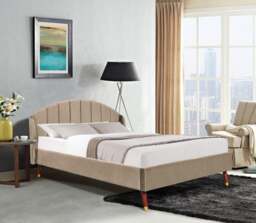 Rackhams Athens Winged Plush Velvet Fabric Bed Frame - A Luxurious and Sophisticated Statement Piece for Your Bedroom - Grey - Double - thumbnail 2