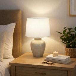 Rackhams Bethany Dove Grey Crackle Ceramic Table Lamp with Cream Shade - thumbnail 1