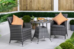 Rackhams Savannah Rattan Garden Bistro Set Patio Table and Chairs Furniture - Brown - thumbnail 2