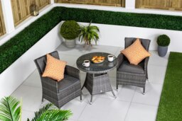 Rackhams Savannah Rattan Garden Bistro Set Patio Table and Chairs Furniture - Brown - thumbnail 4