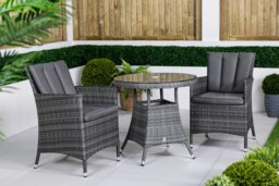 Rackhams Savannah Rattan Garden Bistro Set Patio Table and Chairs Furniture - Brown - thumbnail 6