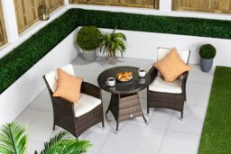 Rackhams Savannah Rattan Garden Bistro Set Patio Table and Chairs Furniture - Brown - thumbnail 3