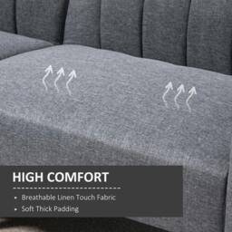 Rackhams 3 Seater Sofa Bed, Convertible Linen Fabric Sofa Couch, Click Clack Sofabed with Adjustable Split Backrest for Living Room, Bedroom, Guest Room, Grey - thumbnail 4