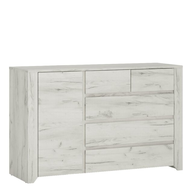 Rackhams Angel 1 Door 2+3 drawer Chest in White Craft Oak - White Oak - Matt - Melamine - image 1