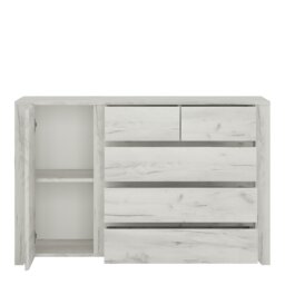 Rackhams Angel 1 Door 2+3 drawer Chest in White Craft Oak - White Oak - Matt - Melamine - thumbnail 3
