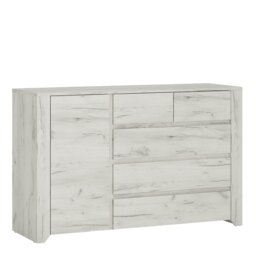 Rackhams Angel 1 Door 2+3 drawer Chest in White Craft Oak - White Oak - Matt - Melamine