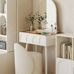 Rackhams Aisha Slimline Dressing Table For Narrow Space, Cream - 60CM - With Stool - thumbnail 2