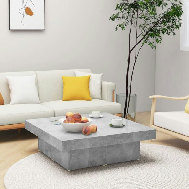 Rackhams Coffee Table Concrete Grey 90x90x28 cm Engineered Wood - Grey - Engineered wood