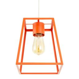 Rackhams Industrial Lantern Lamp Shade in Orange with Square Top and Bottom - thumbnail 5