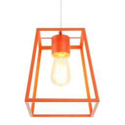 Rackhams Industrial Lantern Lamp Shade in Orange with Square Top and Bottom - thumbnail 6