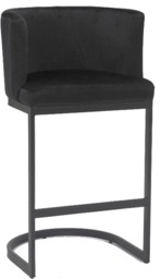 Rackhams Velino Velvet Kitchen Bar Stools, Matt Black Cantilever Frame, Seat With Backrest, Breakfast & Home Bar Stool - Black