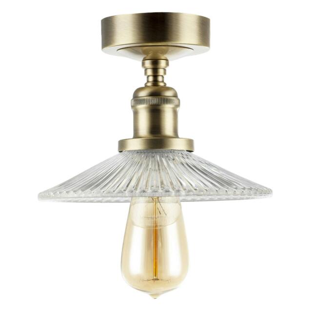 Rackhams Vintage Design Antique Brass Ceiling Light with Fluted Clear Glass - image 1