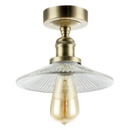 Rackhams Vintage Design Antique Brass Ceiling Light with Fluted Clear Glass - thumbnail 2