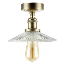 Rackhams Vintage Design Antique Brass Ceiling Light with Fluted Clear Glass - thumbnail 1