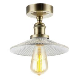 Rackhams Vintage Design Antique Brass Ceiling Light with Fluted Clear Glass - thumbnail 3