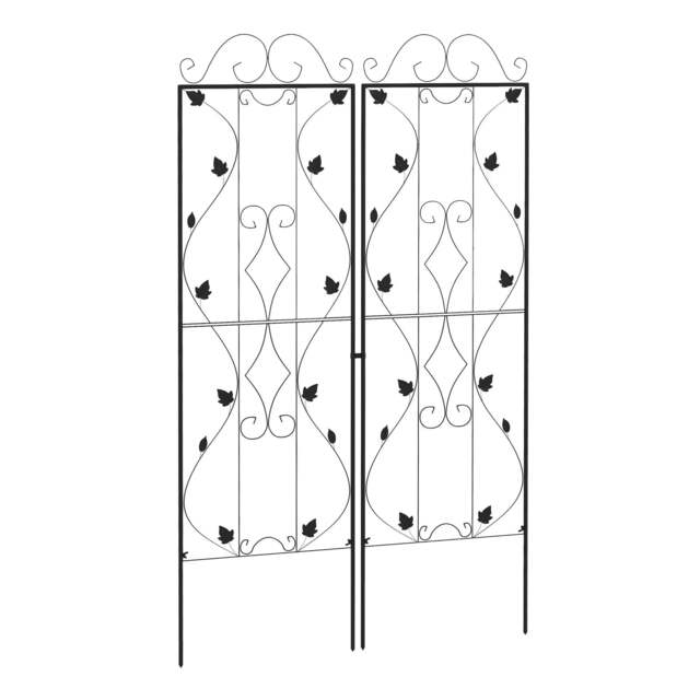 Rackhams Metal Trellis Set of 2, Garden Trellis for Climbing Plants Support Frames, Leaf Design - image 1