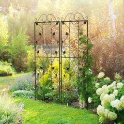 Rackhams Metal Trellis Set of 2, Garden Trellis for Climbing Plants Support Frames, Leaf Design - thumbnail 2