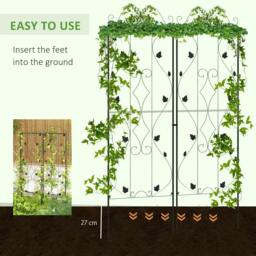 Rackhams Metal Trellis Set of 2, Garden Trellis for Climbing Plants Support Frames, Leaf Design - thumbnail 5