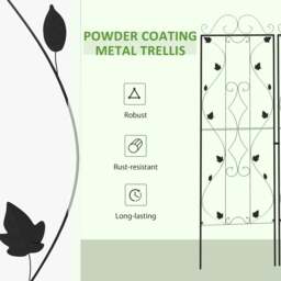 Rackhams Metal Trellis Set of 2, Garden Trellis for Climbing Plants Support Frames, Leaf Design - thumbnail 6