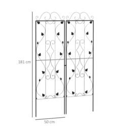 Rackhams Metal Trellis Set of 2, Garden Trellis for Climbing Plants Support Frames, Leaf Design - thumbnail 3