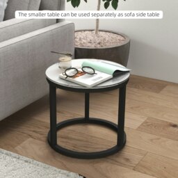 Rackhams Glass Coffee Table Set of 2, Round Nest of Tables, White - thumbnail 5