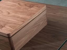Rackhams Square Tempered Glass and Walnut Coffee Table 2017 - thumbnail 5