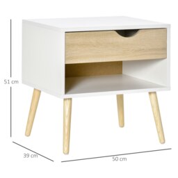 Rackhams Bedside Table with Drawer & Shelf, Nightstand, End Table for Bedroom - White - thumbnail 5