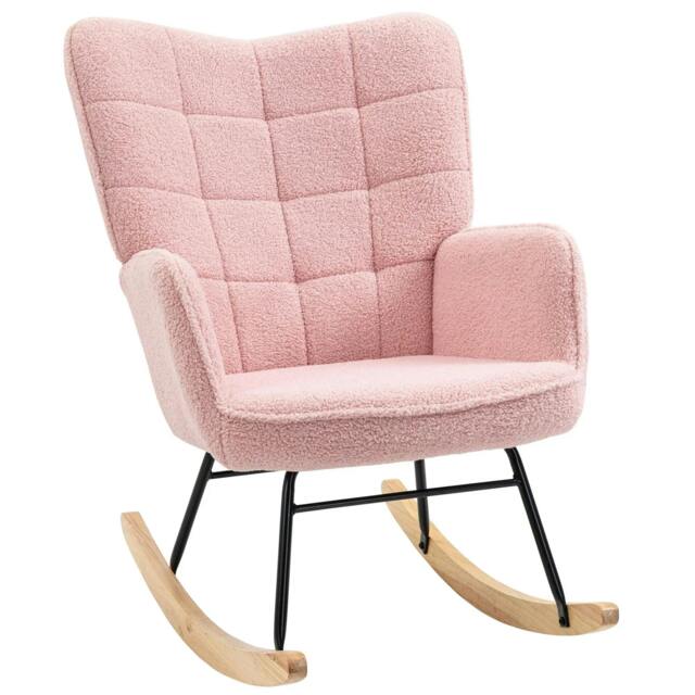 Rackhams Soft Fleecey Rocking Wingback Chair - Pink
