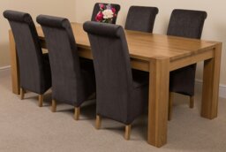 Rackhams Kuba Extra Large Oak Dining Table with Montana Fabric Chairs - 10 chairs - Grey - thumbnail 3