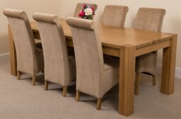 Rackhams Kuba Extra Large Oak Dining Table with Montana Fabric Chairs - 10 chairs - Grey - thumbnail 2