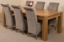 Rackhams Kuba Extra Large Oak Dining Table with Montana Fabric Chairs - 10 chairs - Grey - thumbnail 4