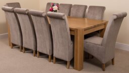 Rackhams Kuba Extra Large Oak Dining Table with Montana Fabric Chairs - 10 chairs - Grey - thumbnail 1