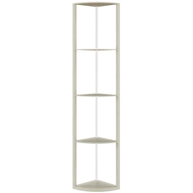 Rackhams RGB LED Floor Lamp with Shelves, 4-Tier Dimmable Standing Lamp with Remote Control, Oak