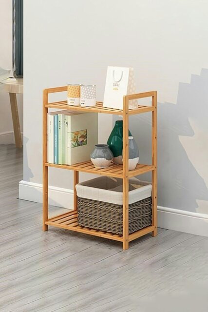 Rackhams 3 Tier Wood Audriel Bookcase - Brown - image 1