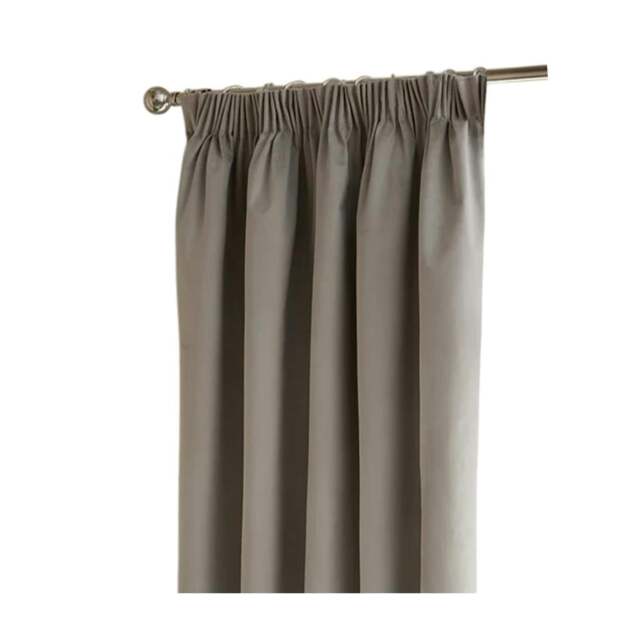 Rackhams Ultimate Velvet Pencil Pleat Curtains - Silver - 229cm x 137cm - Silver - 100% Polyester - image 1