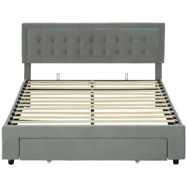 Rackhams King Size Ottoman Bed Frame, with Front Drawer - Grey