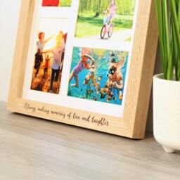 "Rackhams Personalised Solid Oak Five Aperture Picture Frame with Mount - For 6x4"" Photos, Natural Finish - For 6""x4"" photos - Engraved + Prints" - thumbnail 4