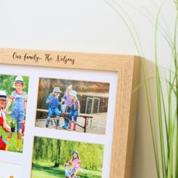 "Rackhams Personalised Solid Oak Five Aperture Picture Frame with Mount - For 6x4"" Photos, Natural Finish - For 6""x4"" photos - Engraved + Prints" - thumbnail 5