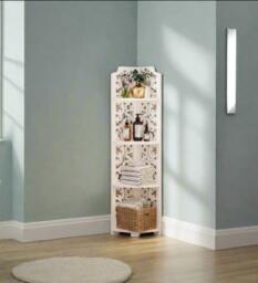Rackhams White Free-Standing Corner Shelf – 4-Tier PVC Storage Unit for Bathroom, Bedroom, Living Room & More - thumbnail 6