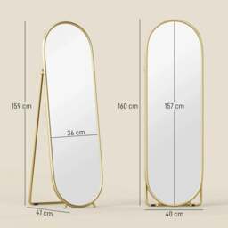 Rackhams Two-Way Curved Full Length Mirror - Gold Tone - thumbnail 3