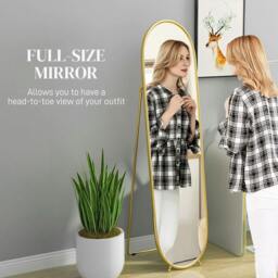 Rackhams Two-Way Curved Full Length Mirror - Gold Tone - thumbnail 4