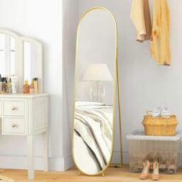 Rackhams Two-Way Curved Full Length Mirror - Gold Tone - thumbnail 2