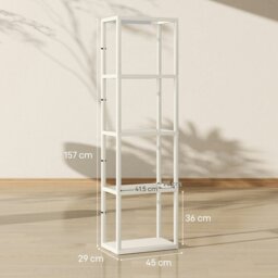 Rackhams LED Floor Lamp with Glass Shelves, Dimmable Room Lamp, Oak - Grey - thumbnail 6