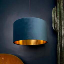 "Rackhams Flint Velvet Lampshade With Gold Lining - 60cm Diameter x 30cm Height / (24"" x 12"")" - thumbnail 1