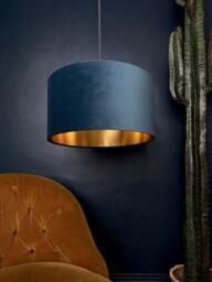 "Rackhams Flint Velvet Lampshade With Gold Lining - 60cm Diameter x 30cm Height / (24"" x 12"")" - thumbnail 3
